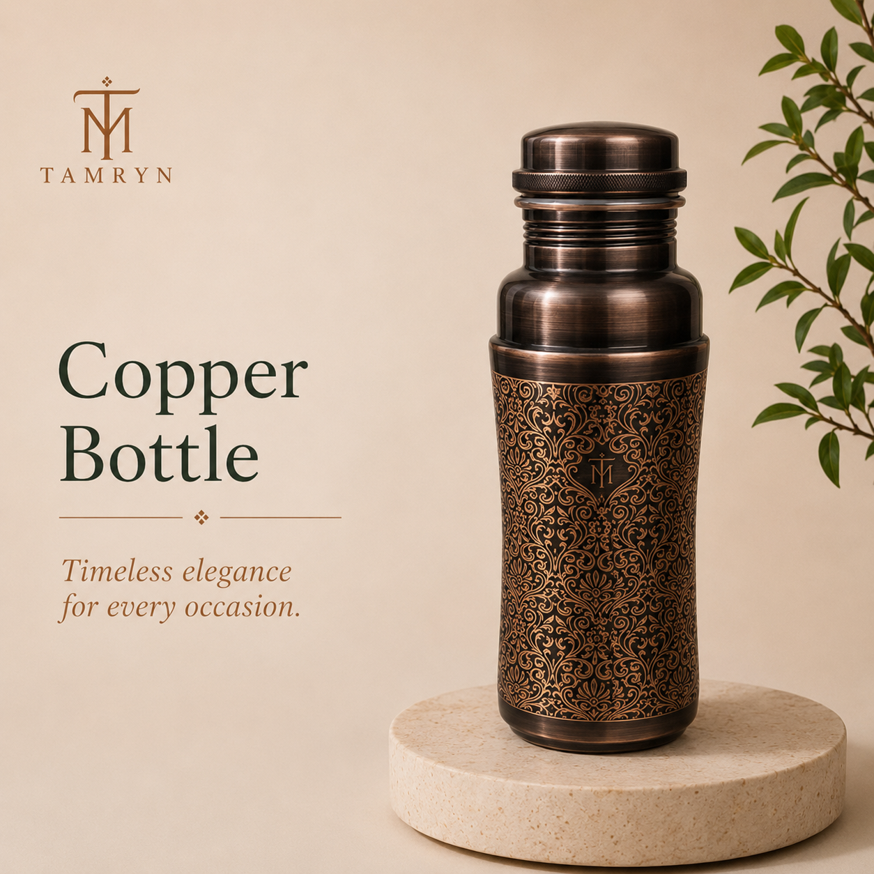 Tamryn Copper Bottle - Floral | 1 Litre