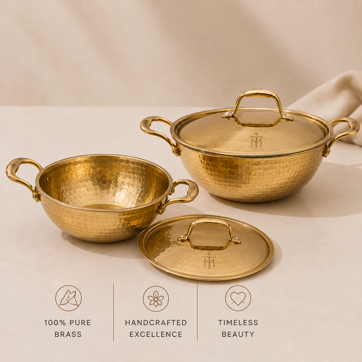 Tamryn Brass Kadhai with Brass Lid
