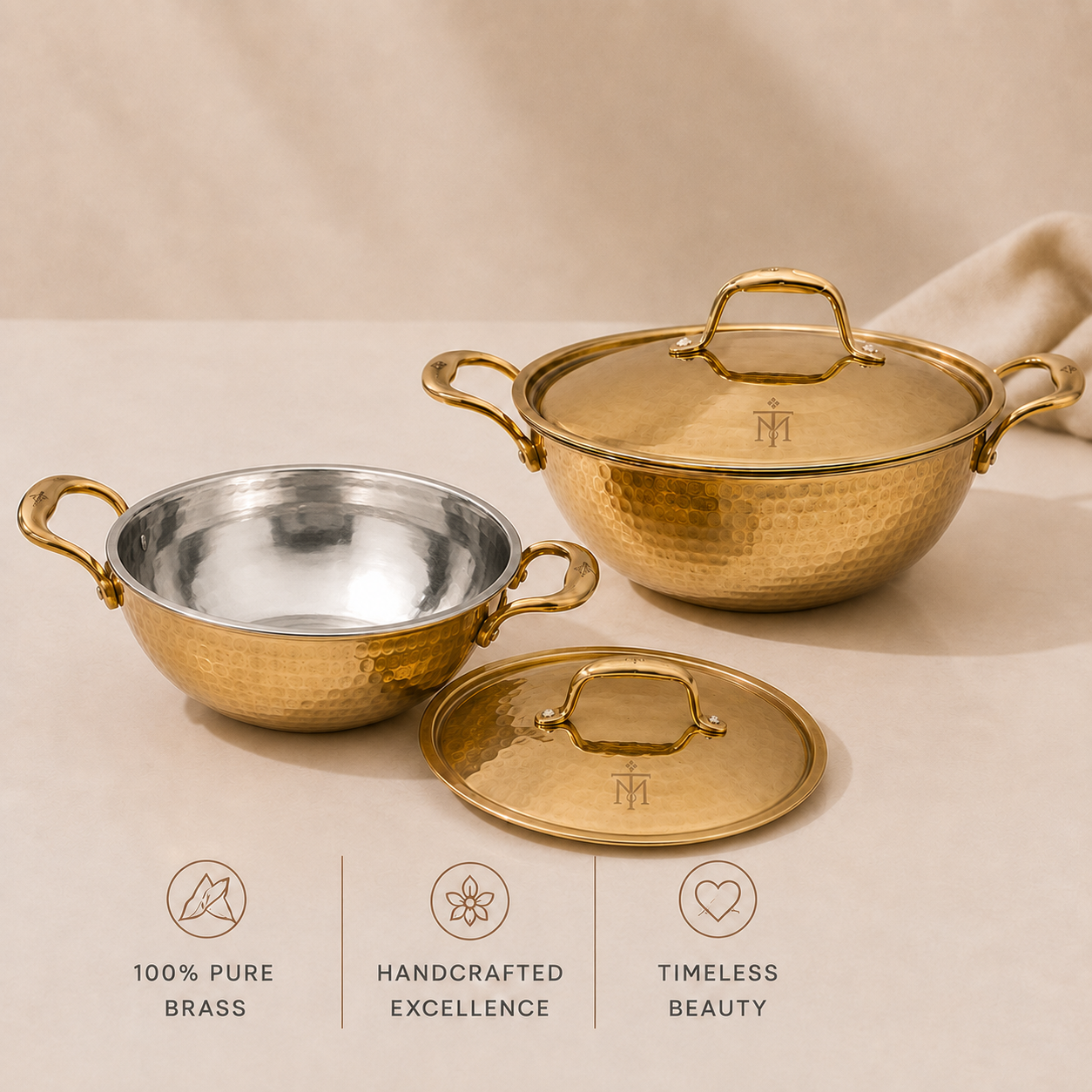 Tamryn Brass Kadhai with Brass Lid