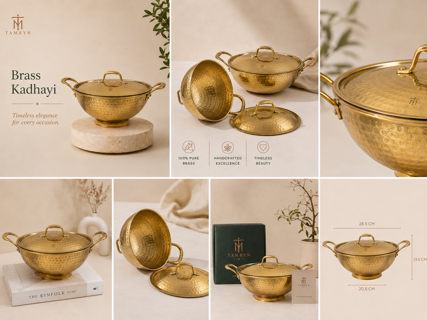 Tamryn Brass Kadhai with Brass Lid