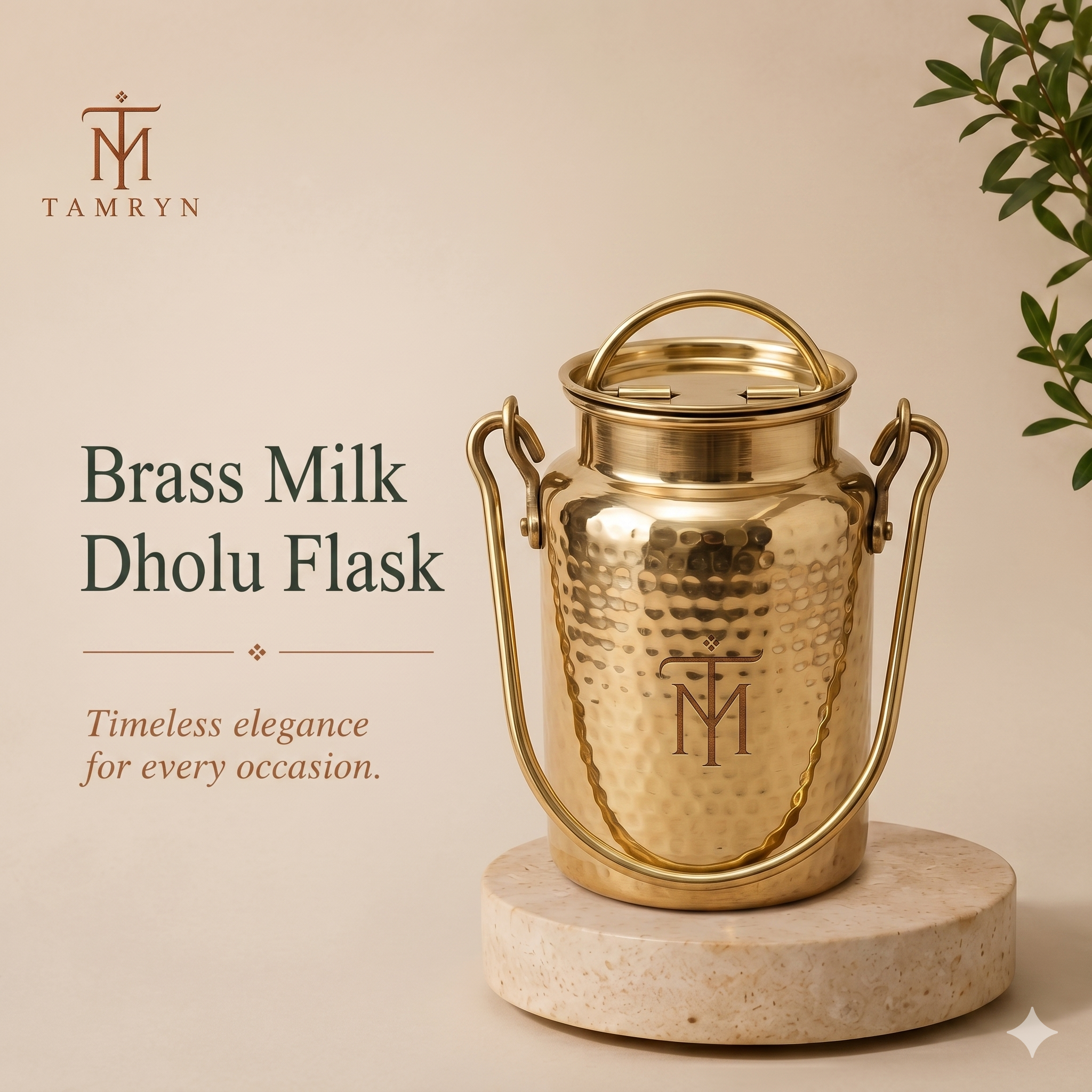 Tamryn Brass Milk Dholu Flask
