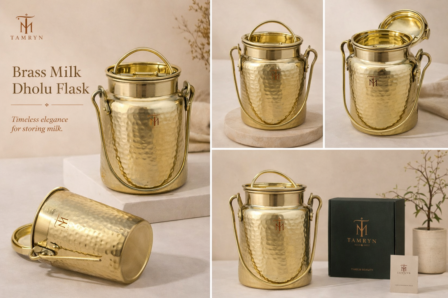 Tamryn Brass Milk Dholu Flask