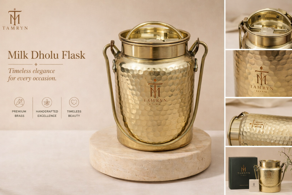 Tamryn Brass Milk Dholu Flask