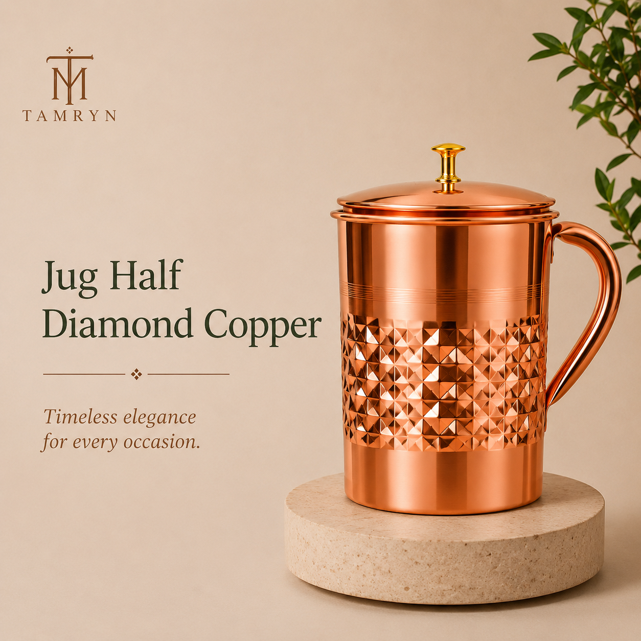 Tamryn Copper Jug Half Diamond
