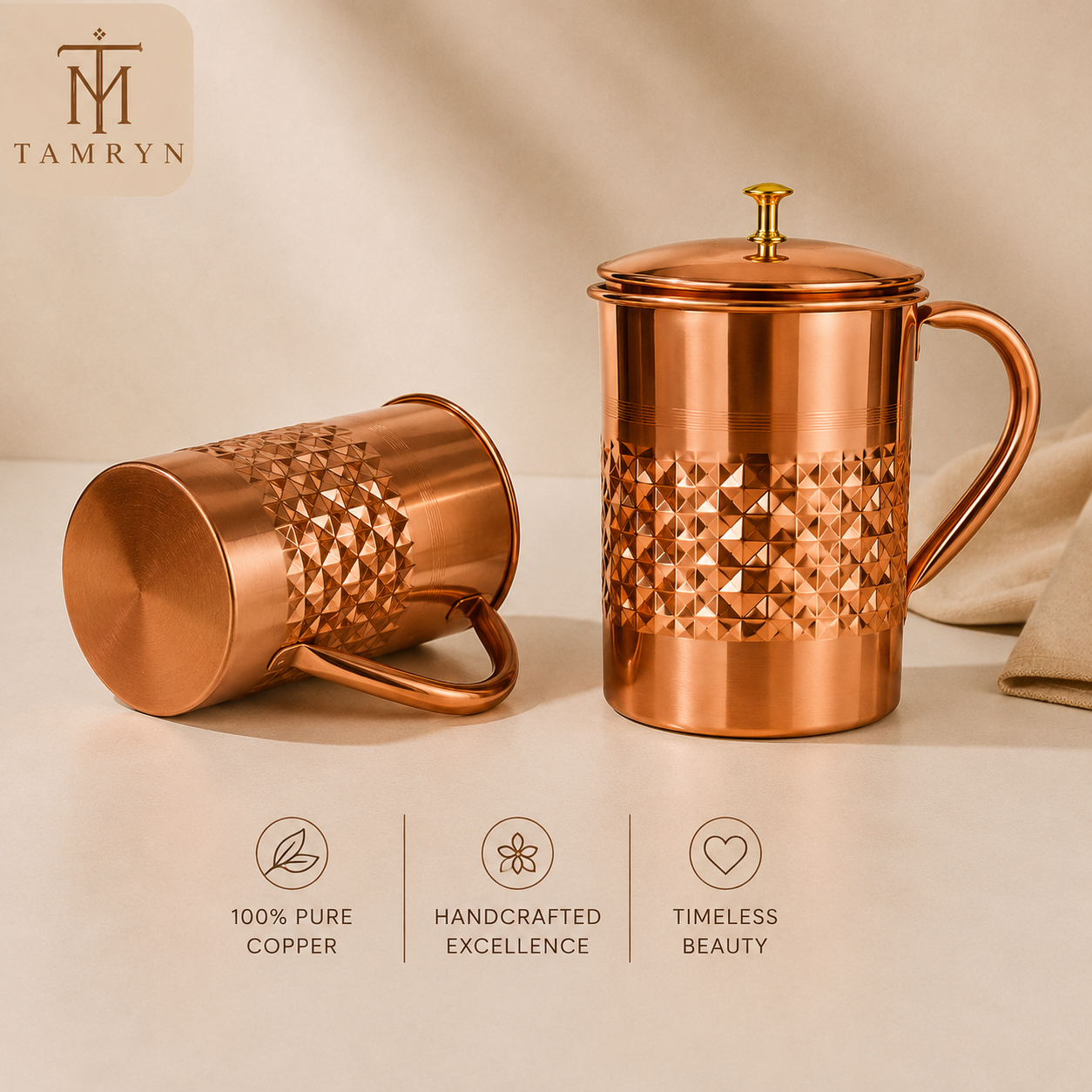 Tamryn Copper Jug Half Diamond