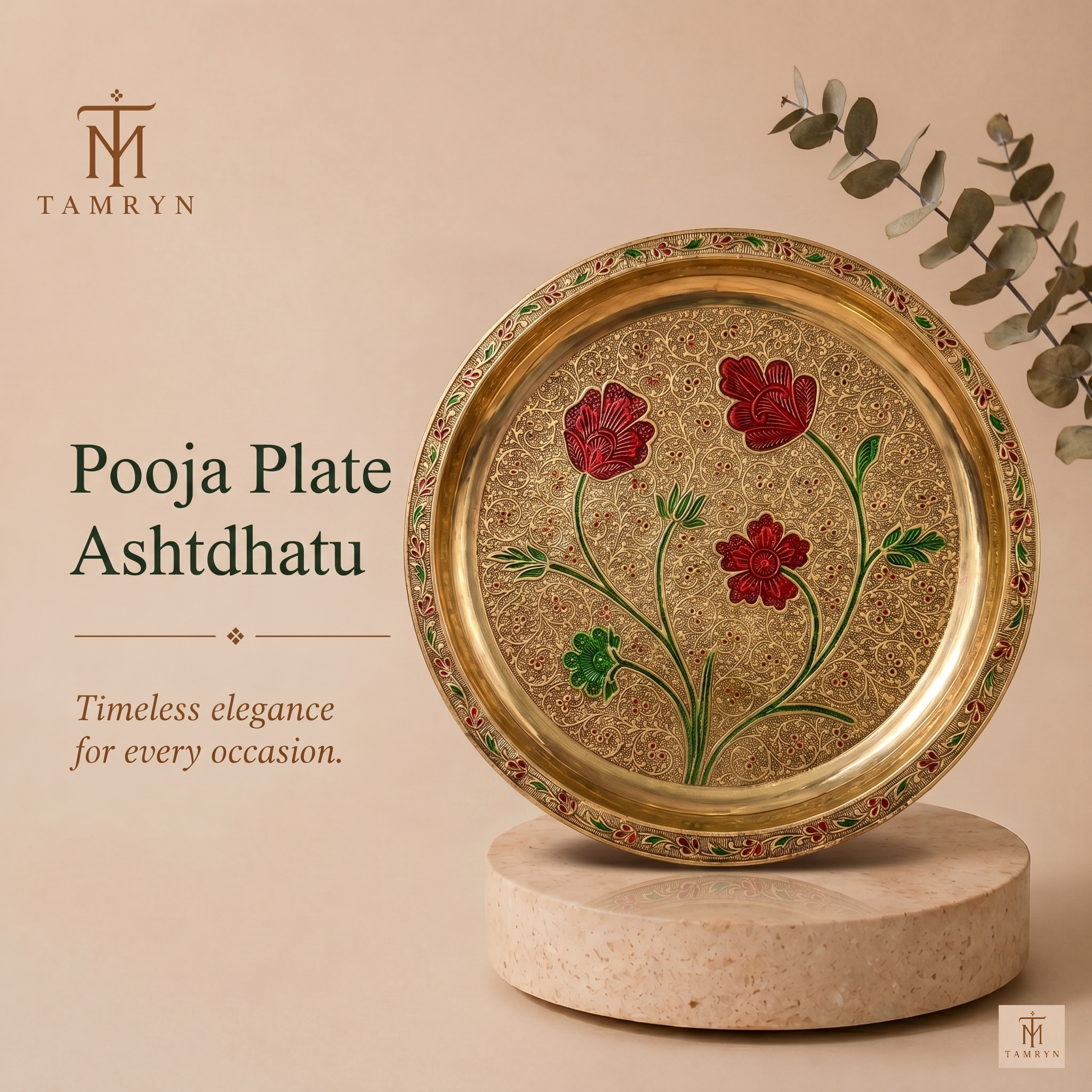 Tamryn Pooja Plate Ashtdhatu