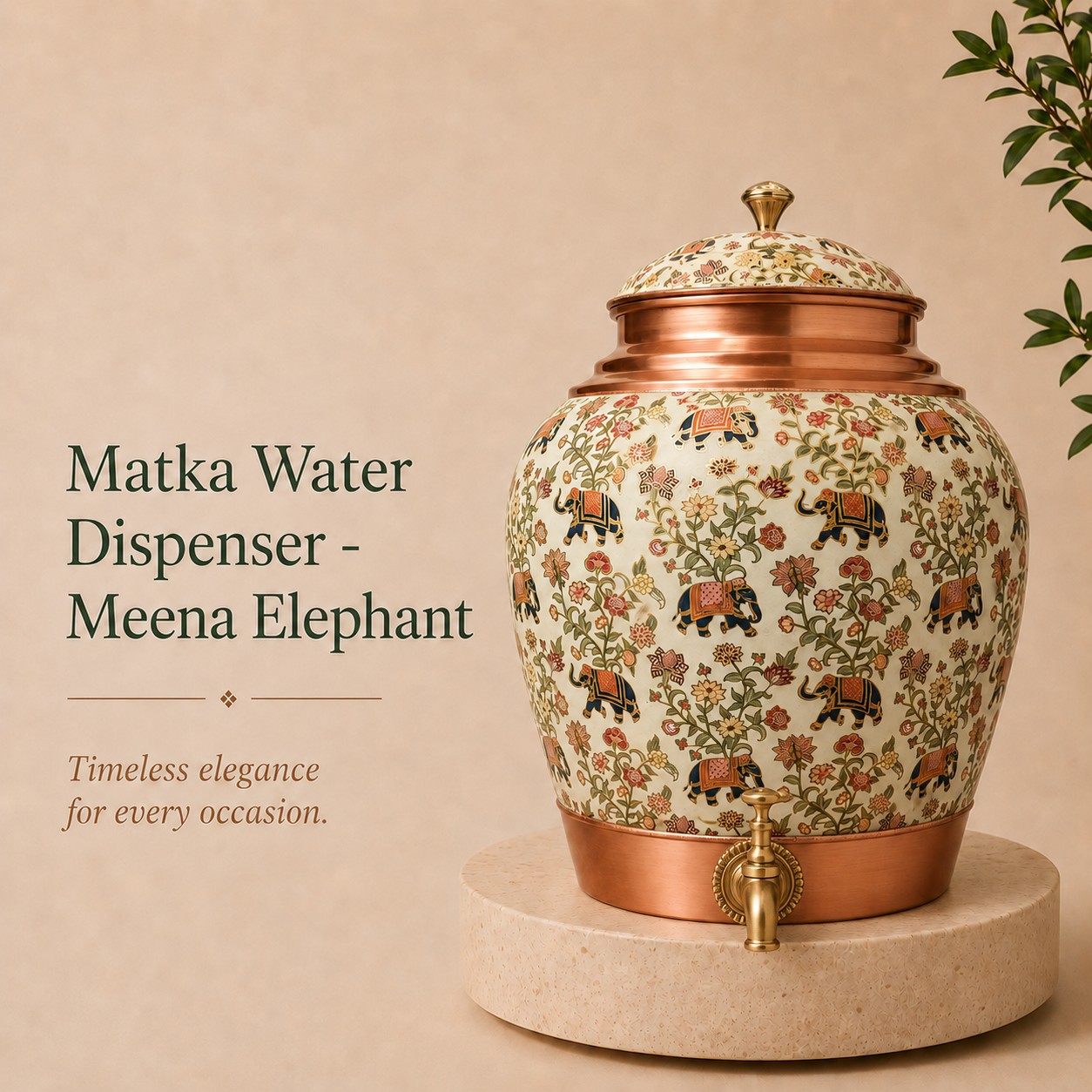 Tamryn Copper Matka Water Dispenser Meena Elephant