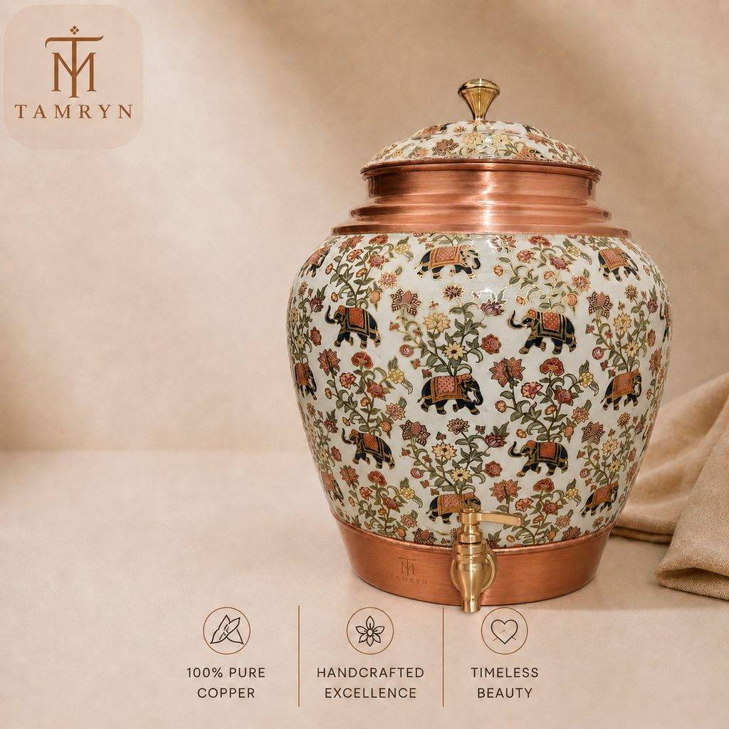 Tamryn Copper Matka Water Dispenser Meena Elephant - 10 L