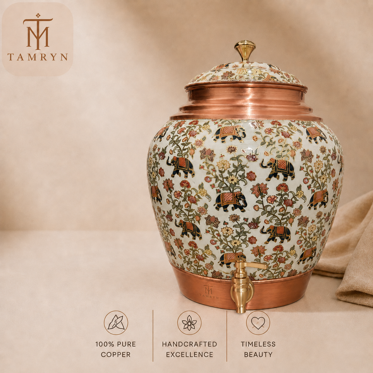 Tamryn Copper Matka Water Dispenser Meena Elephant