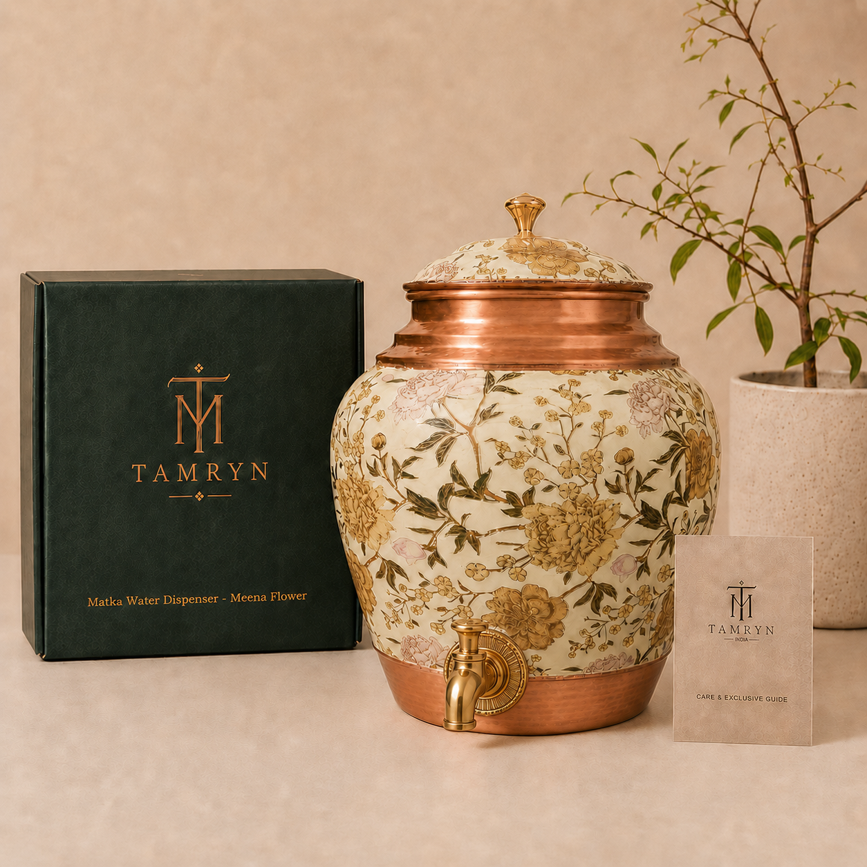 Tamryn Copper Matka Water Dispenser Meena Flower