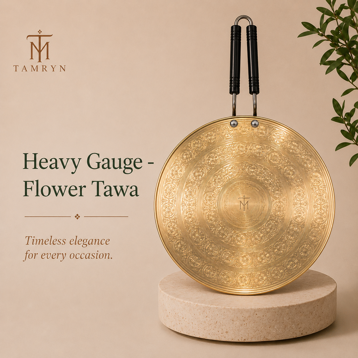 Tamryn Brass Heavy Gauge - Flower Tawa