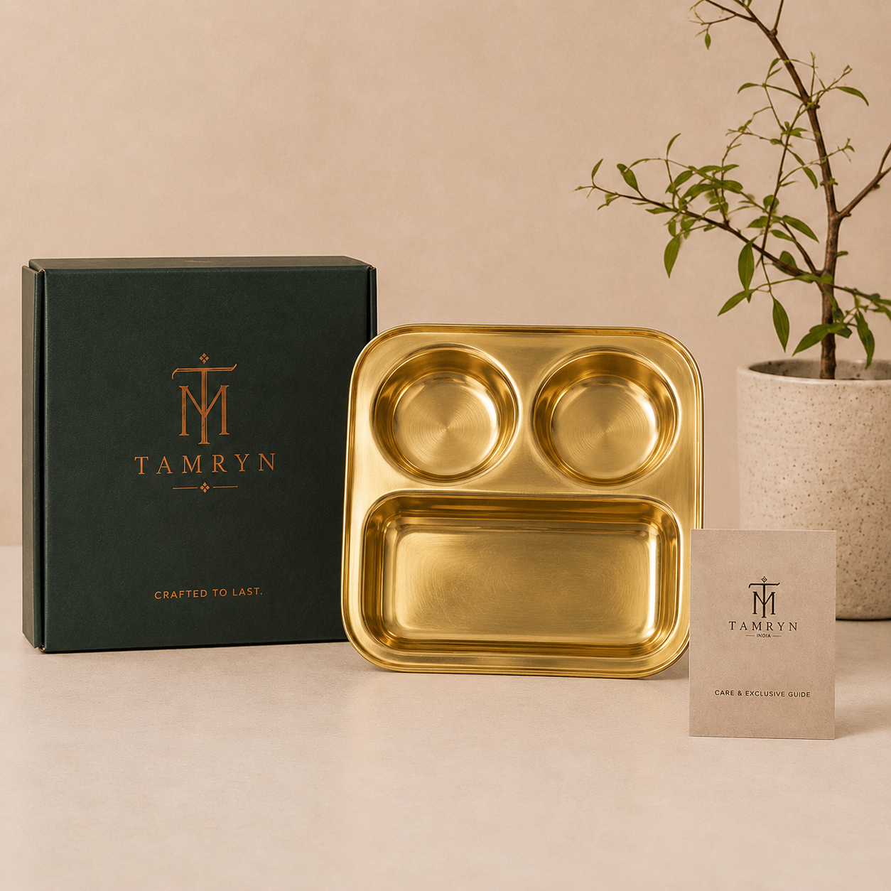 Tamryn Brass 3 Partition Plate