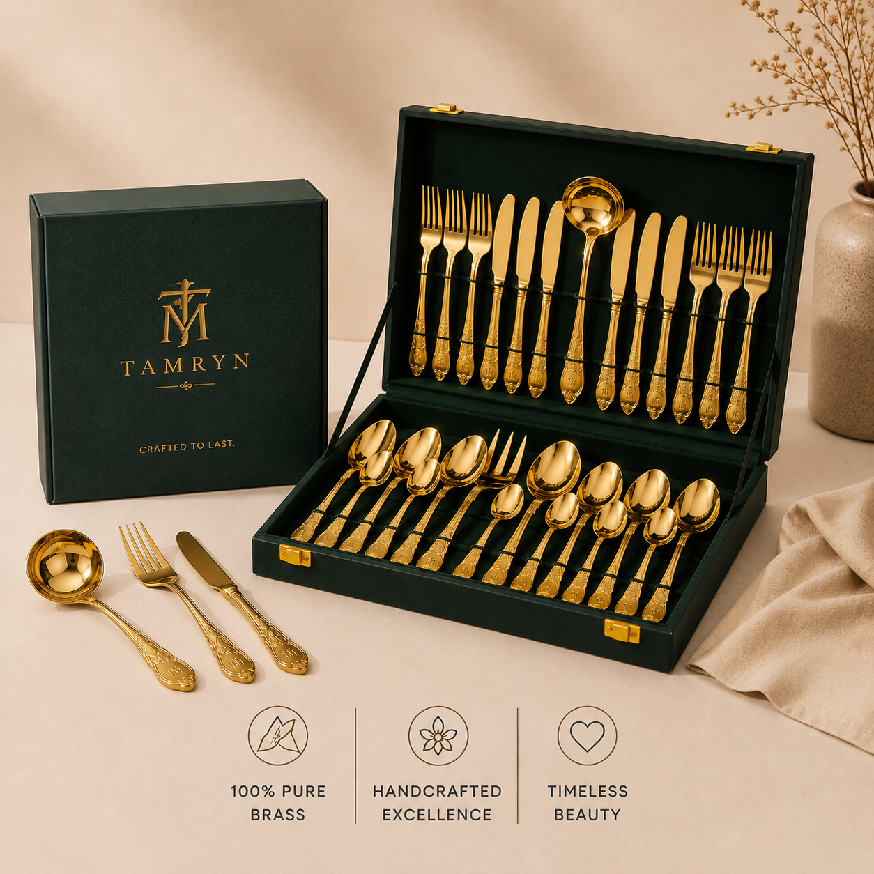 Tamryn Brass Shinny Cutlery Set