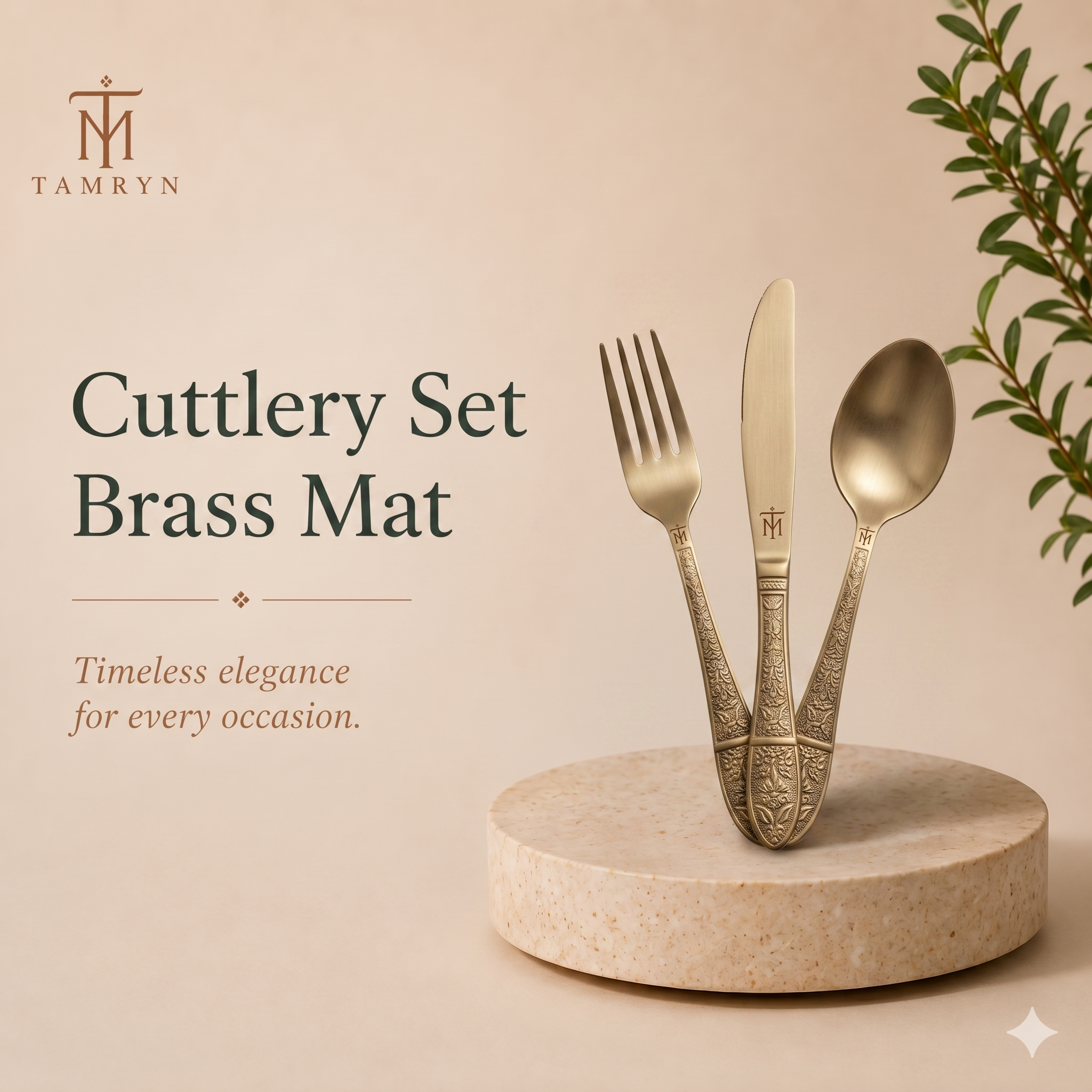 Tamryn Brass Mat Cutlery Set