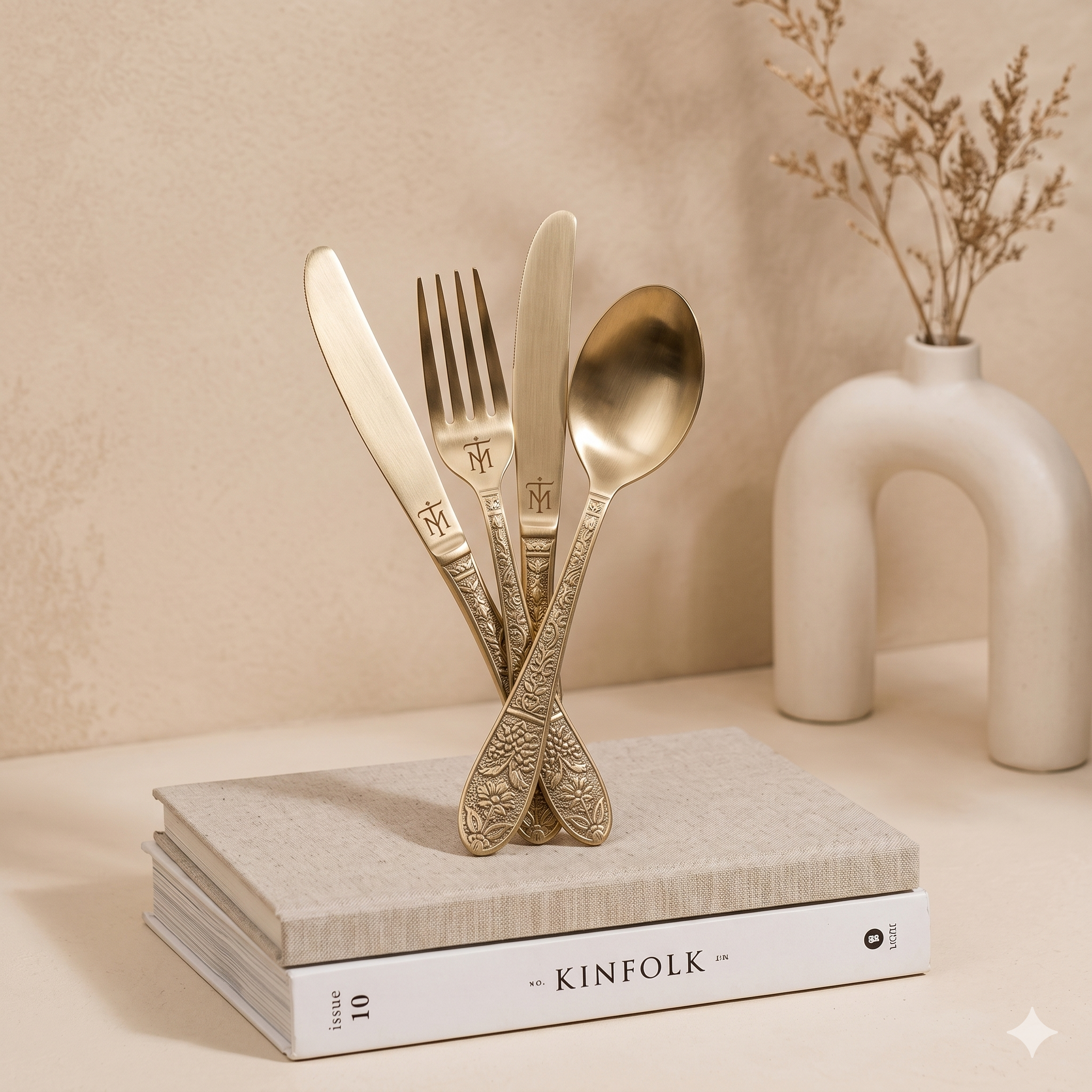 Tamryn Brass Mat Cutlery Set