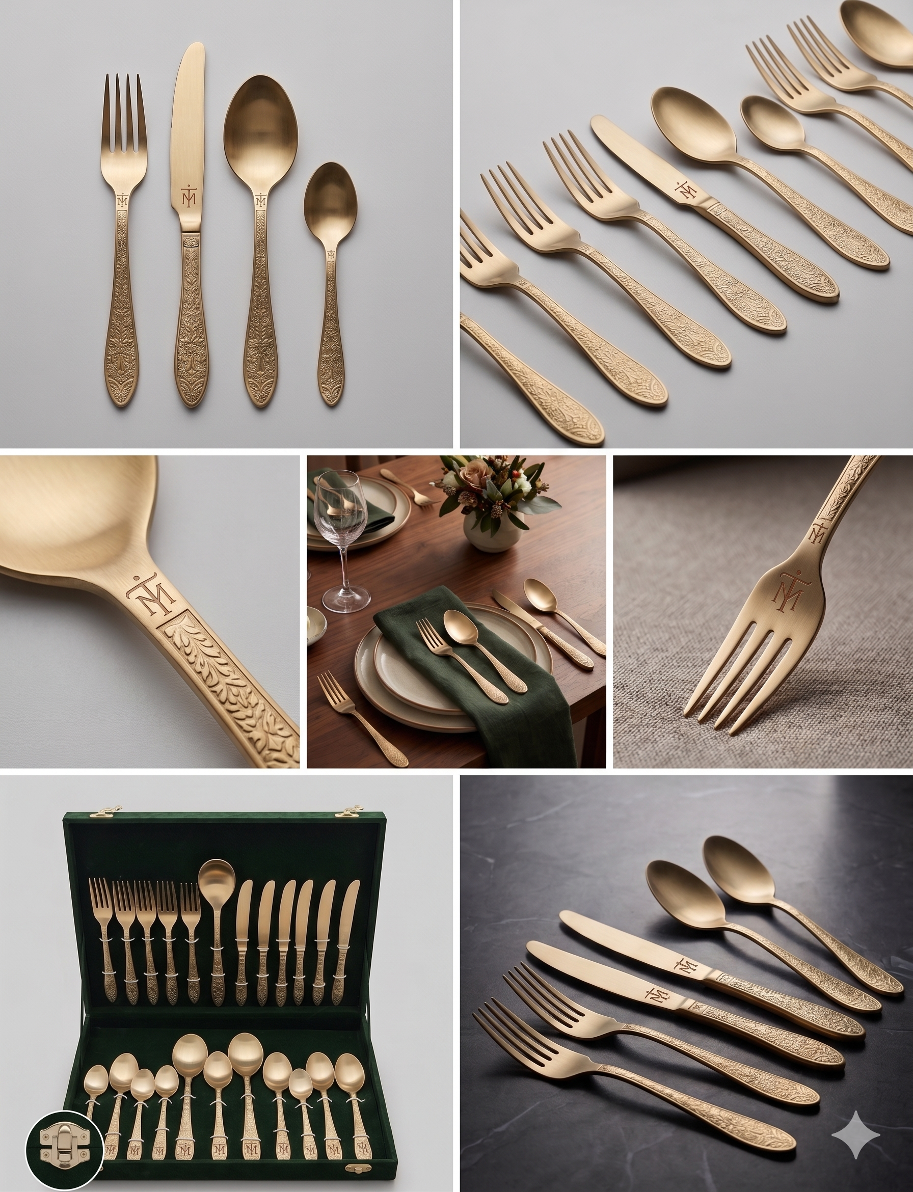 Tamryn Brass Mat Cutlery Set