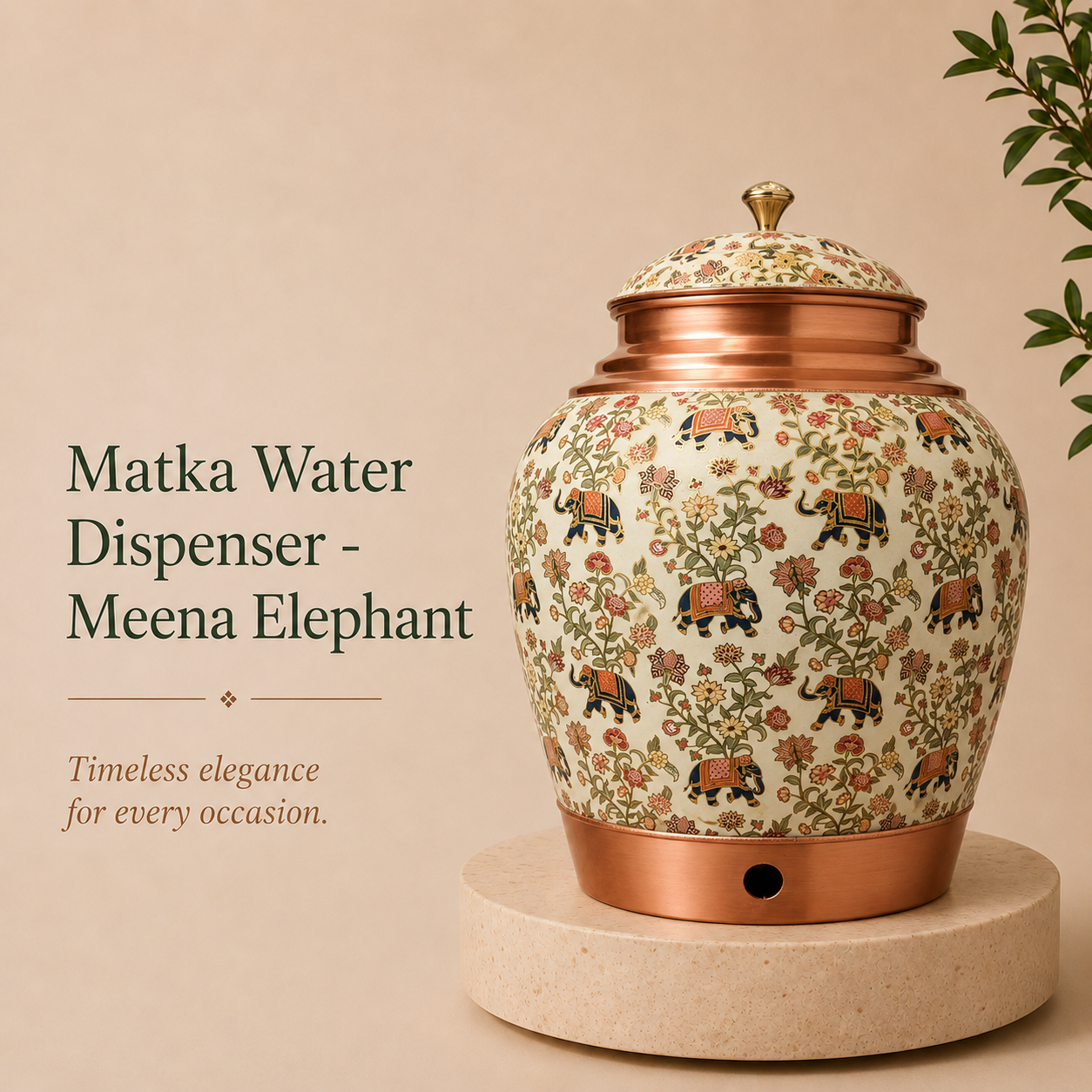 Tamryn Copper Matka Water Dispenser Meena Elephant