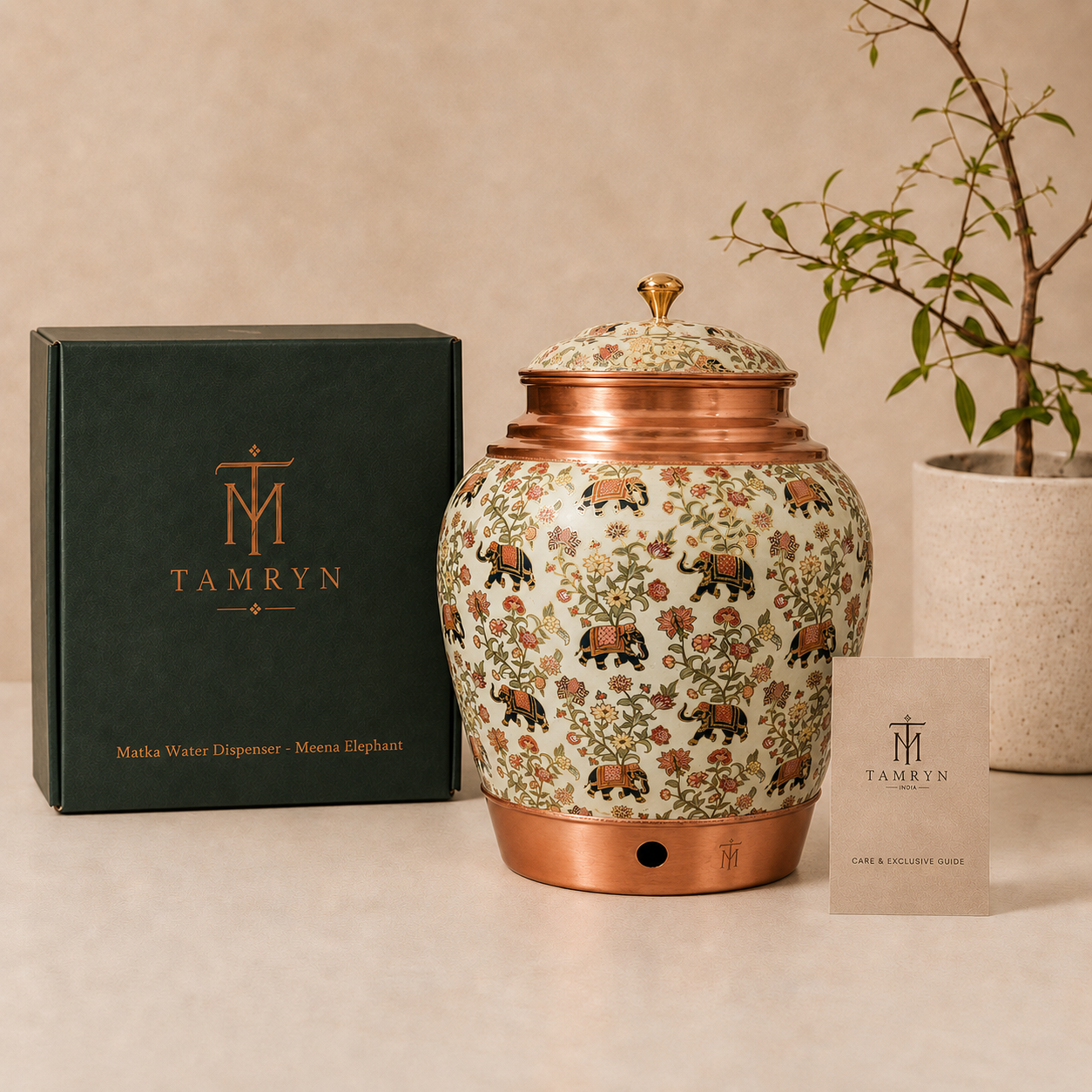 Tamryn Copper Matka Water Dispenser Meena Elephant