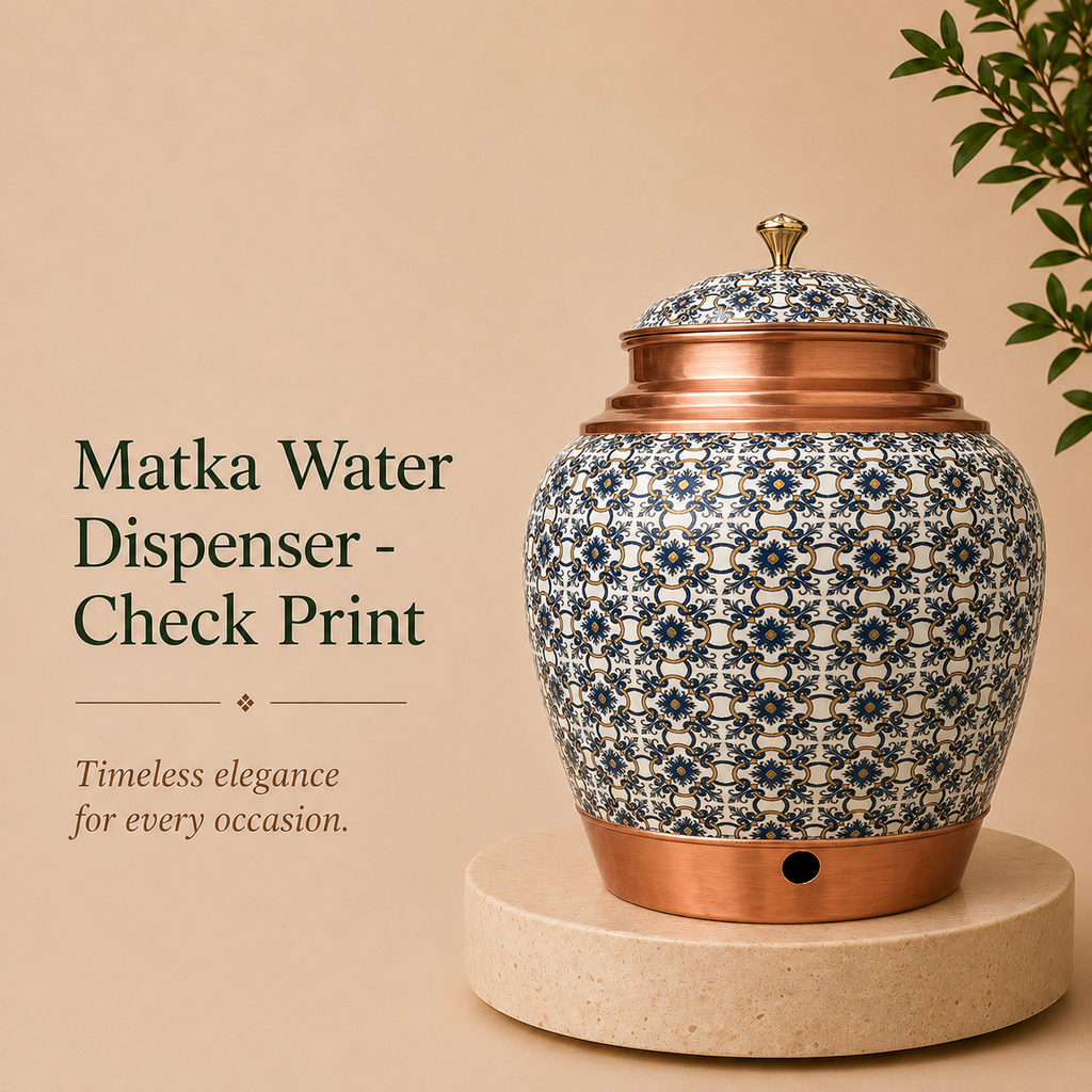 Tamryn Copper Matka Water Dispenser Check Print
