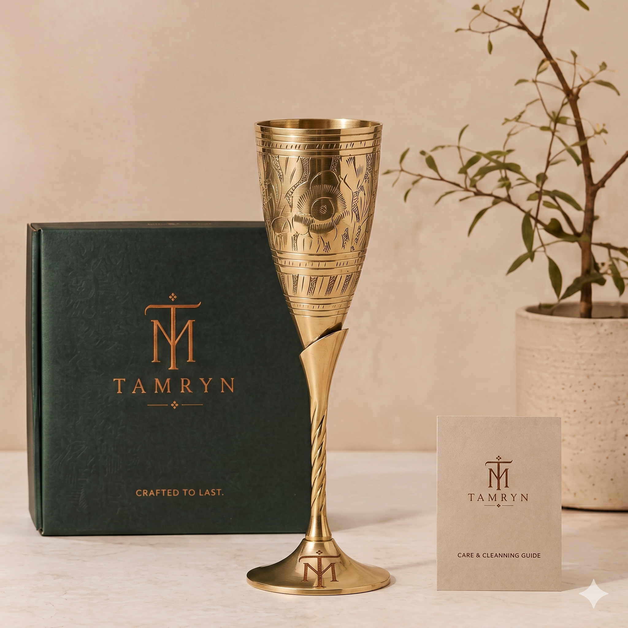 Tamryn Brass Wine Glasses | Set of Two